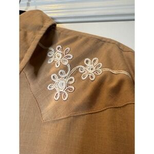 Vintage Cowboy Joe Atlantic Tan Western Shirt Country Nashville Rockabilly Large